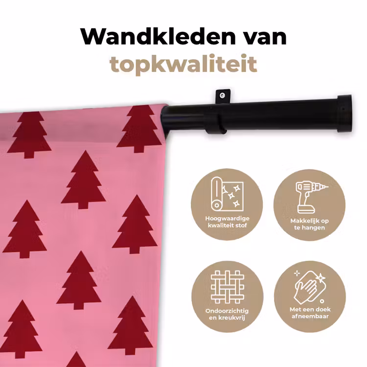 Wandkleed - Kerstboom - Rood - Roze — 3