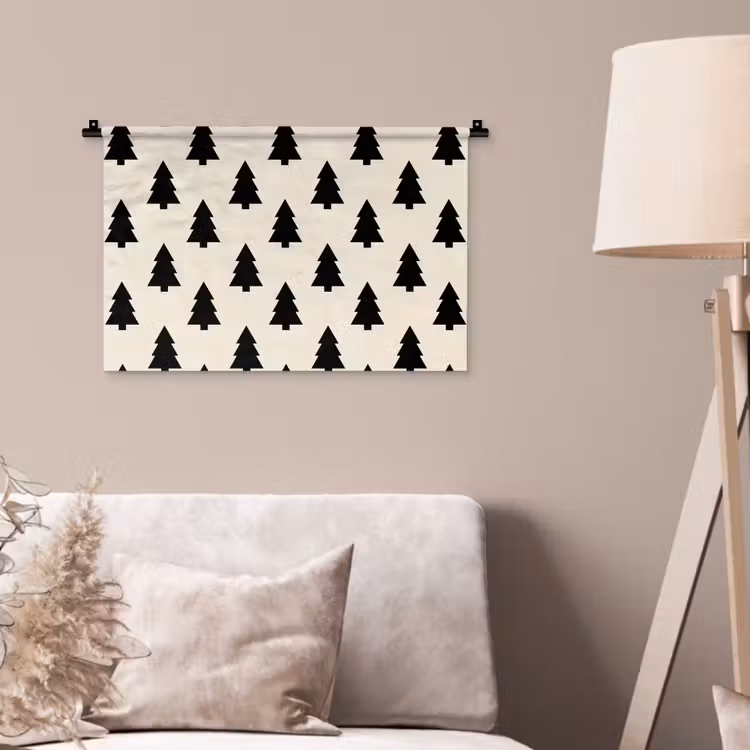 Wandkleed - Kerstboom - Wit - Zwart — 2