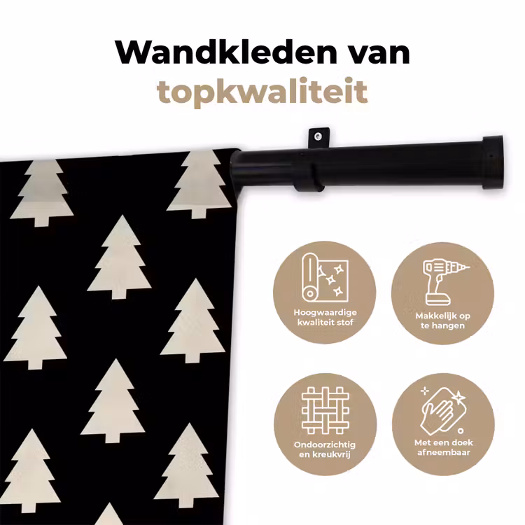 Wandkleed - Kerstboom - Zwart - Wit — 3