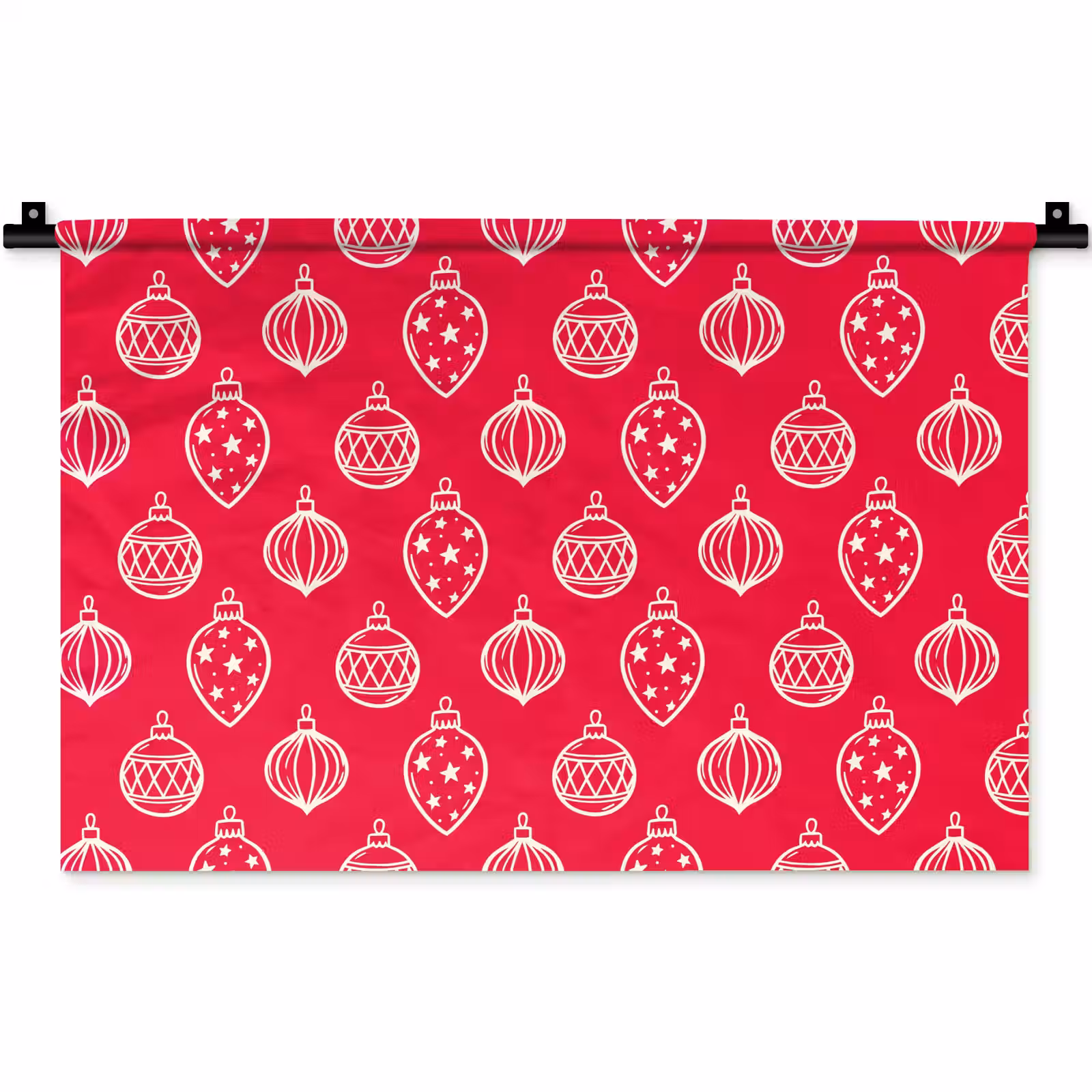 Wandkleed - Kerstbal - Rood - Wit — 1
