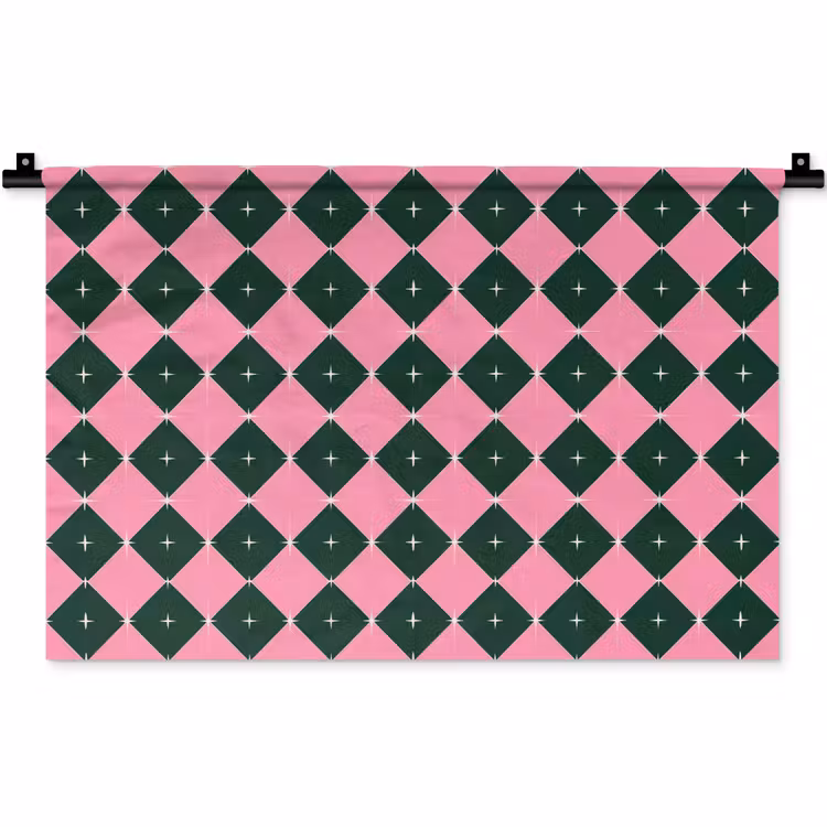 Wandkleed - Kerst - Roze - Groen - Ster — 1