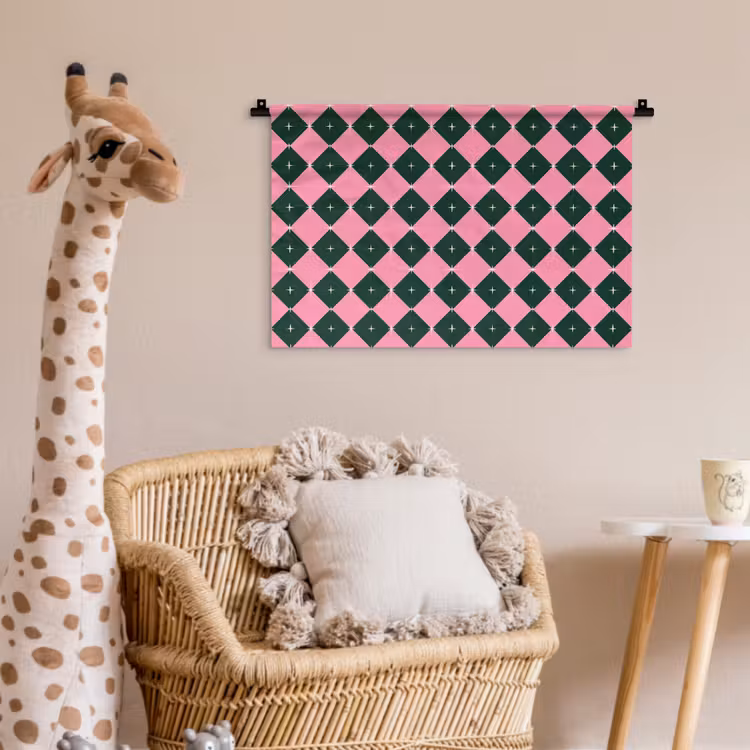 Wandkleed - Kerst - Roze - Groen - Ster — 5