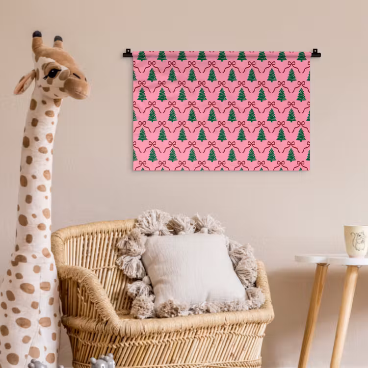 Wandkleed - Kerst - Roze - Rood - Strik — 5