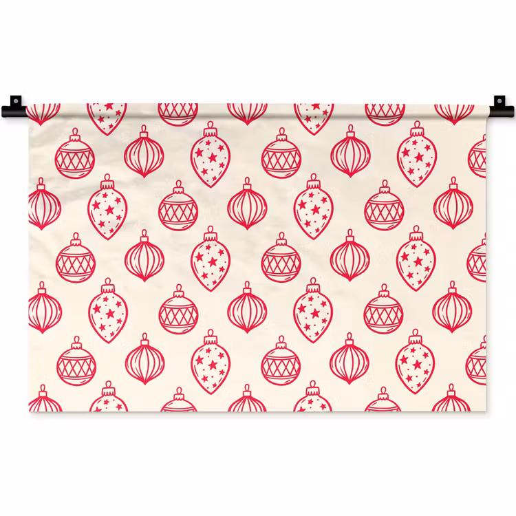 Wandkleed - Kerstbal - Crème - Rood — 1