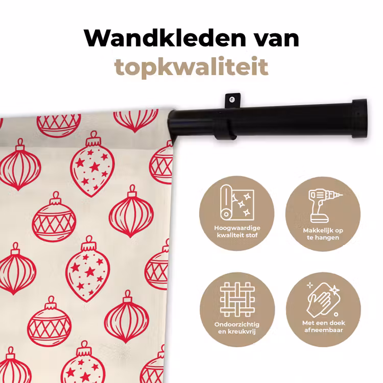 Wandkleed - Kerstbal - Crème - Rood — 3