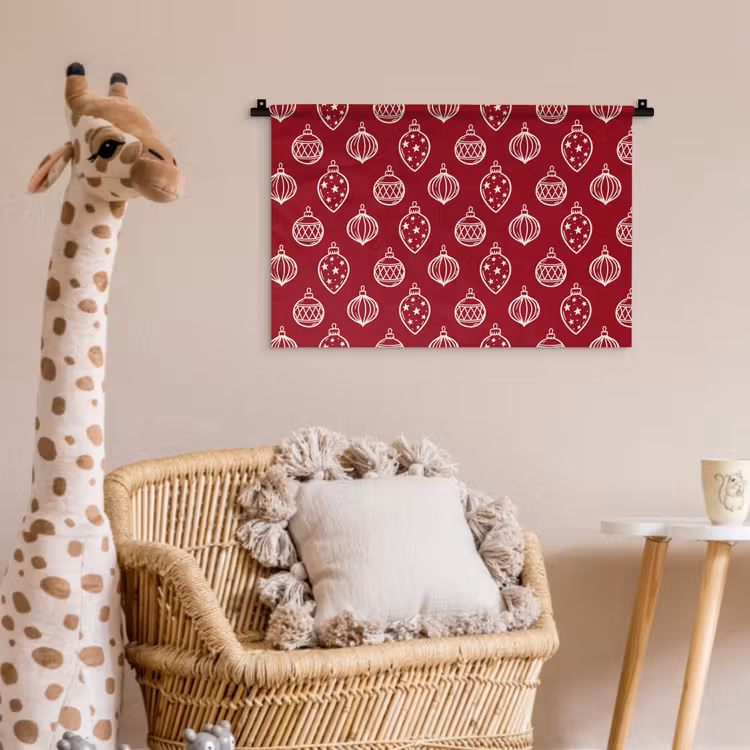 Wandkleed - Kerstbal - Rood - Crème — 5