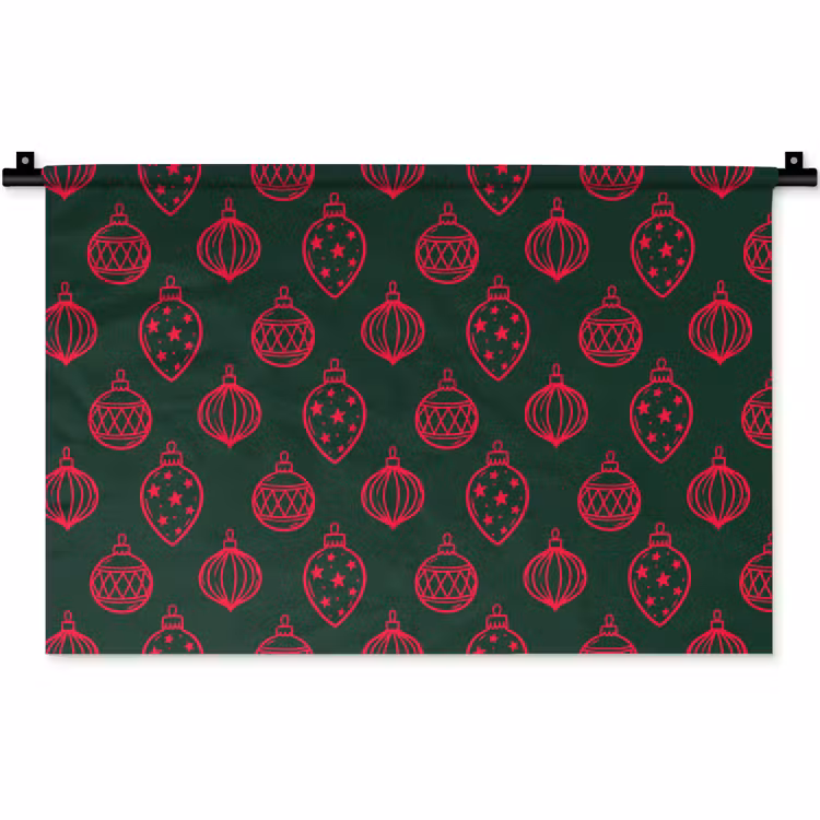 Wandkleed - Kerstbal - Rood - Groen — 1