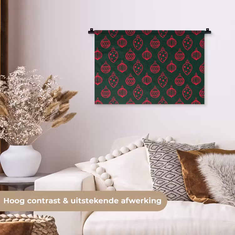 Wandkleed - Kerstbal - Rood - Groen — 4