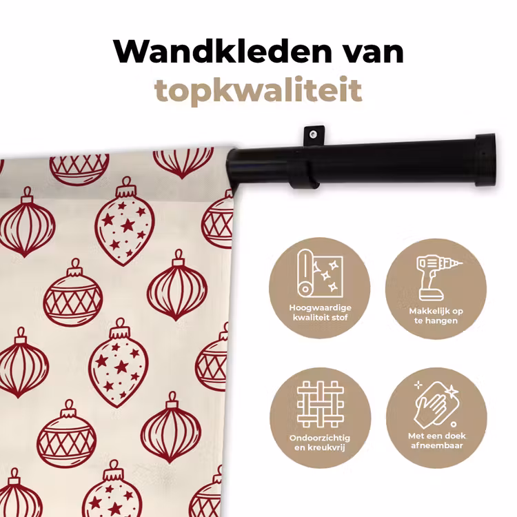 Wandkleed - Kerstbal - Rood - Kerst — 3