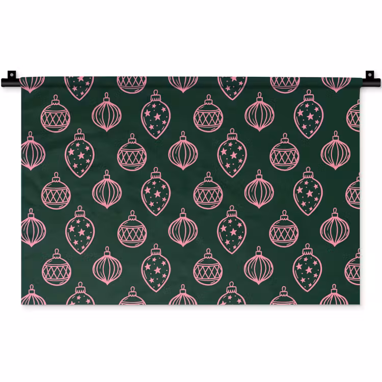 Wandkleed - Kerstbal - Roze - Groen — 1