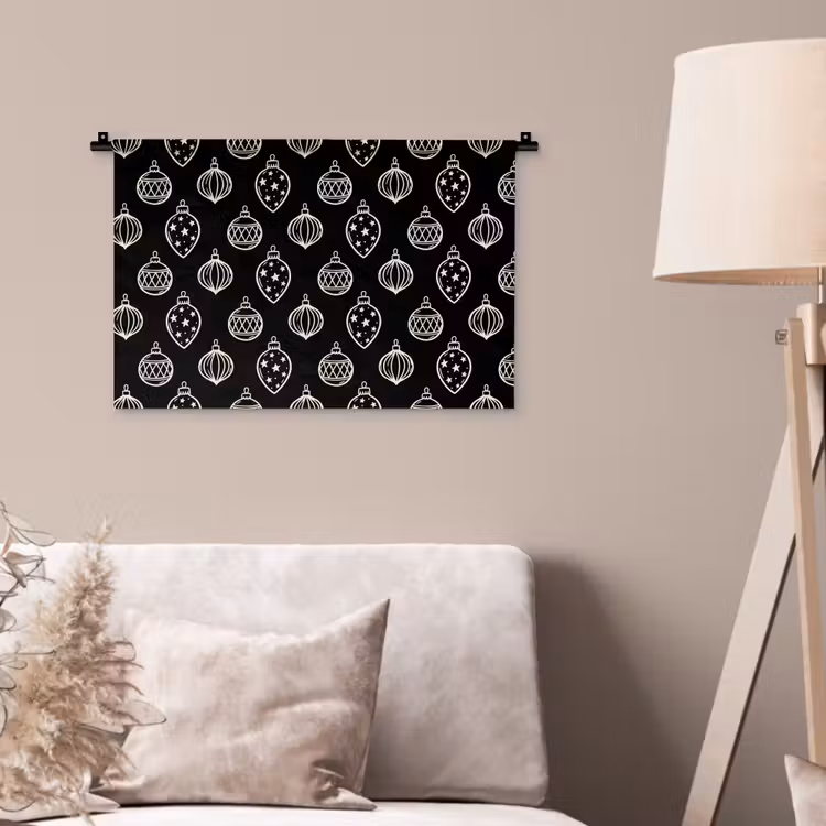 Wandkleed - Kerstbal - Wit - Zwart — 2