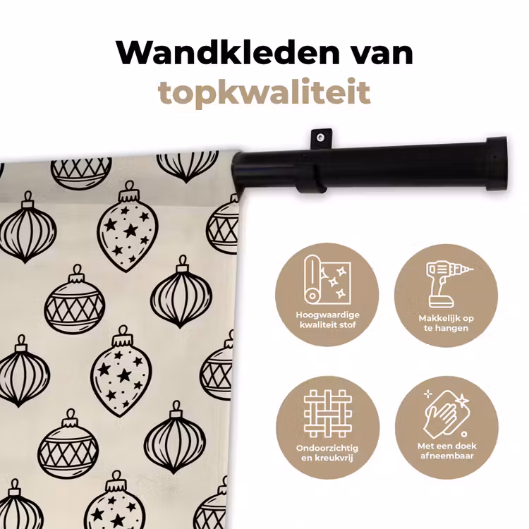 Wandkleed - Kerstbal - Zwart - Wit — 3