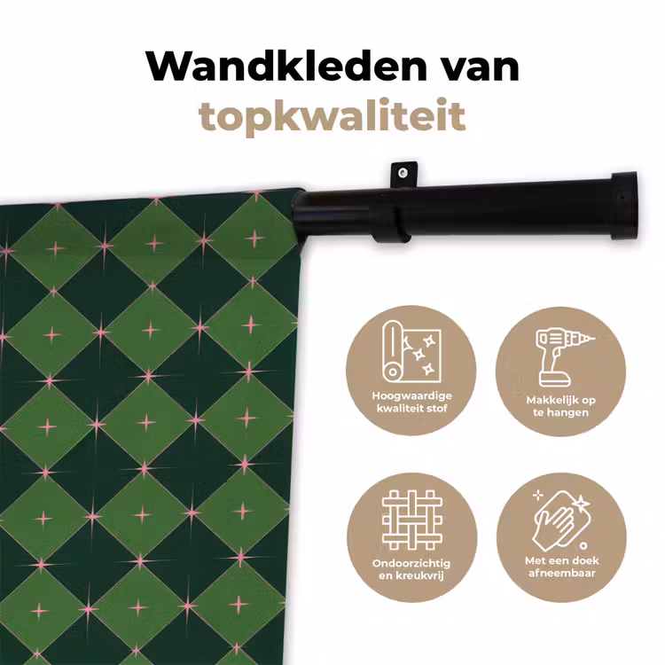 Wandkleed - Ster - Groen - Roze - Kerst — 3