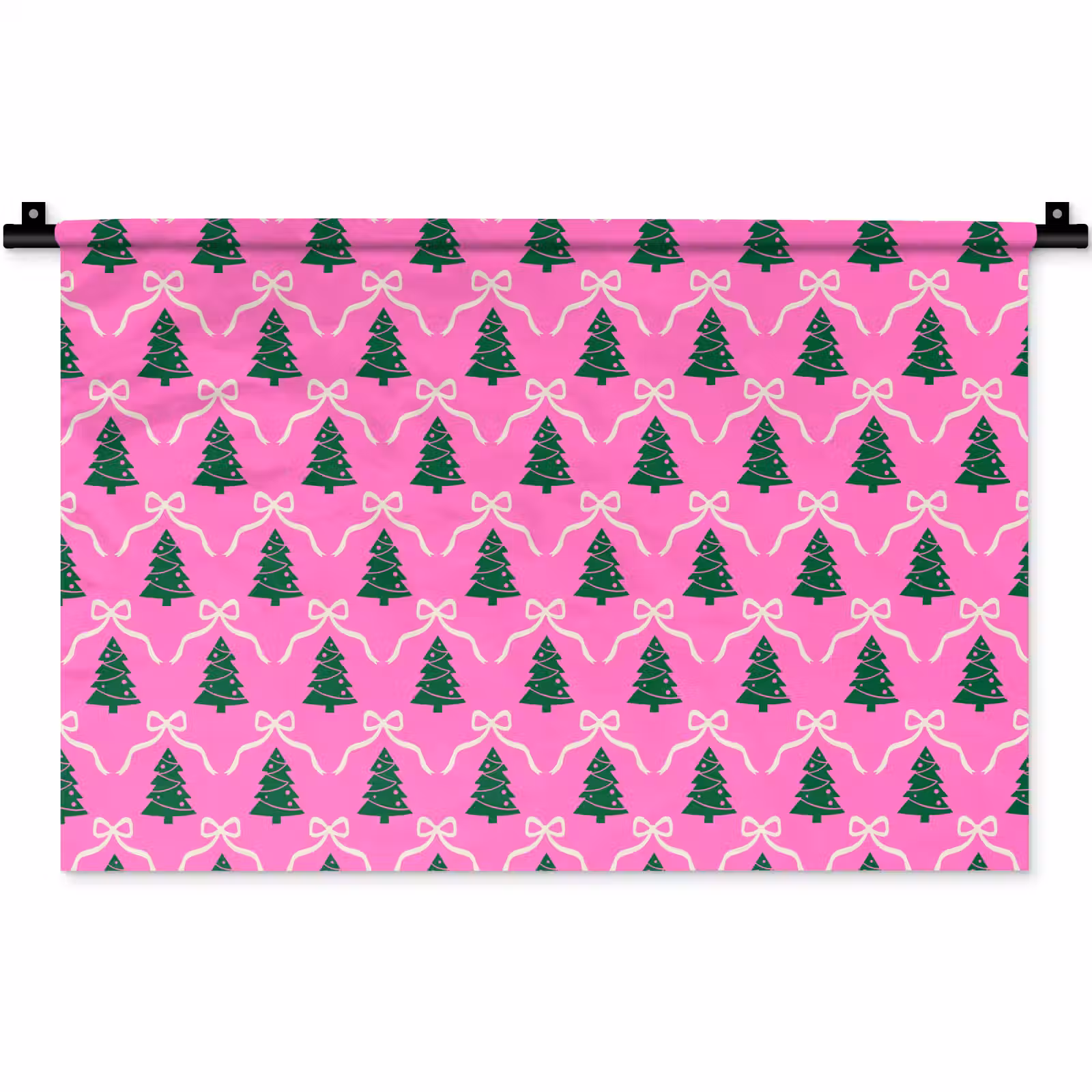 Wandkleed - Kerst - Roze - Wit - Strik — 1
