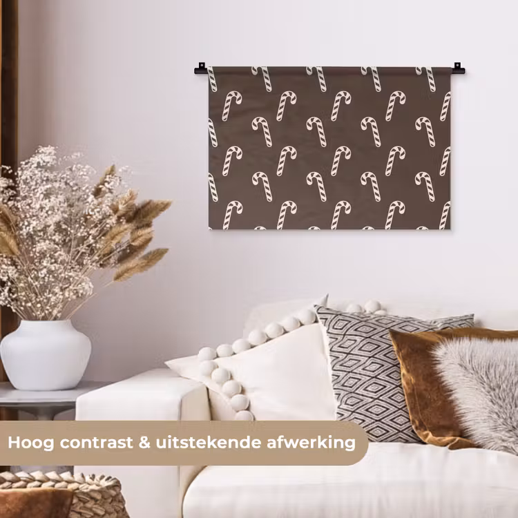 Wandkleed - Kerst - Crème - Taupe - Zuurstok — 4