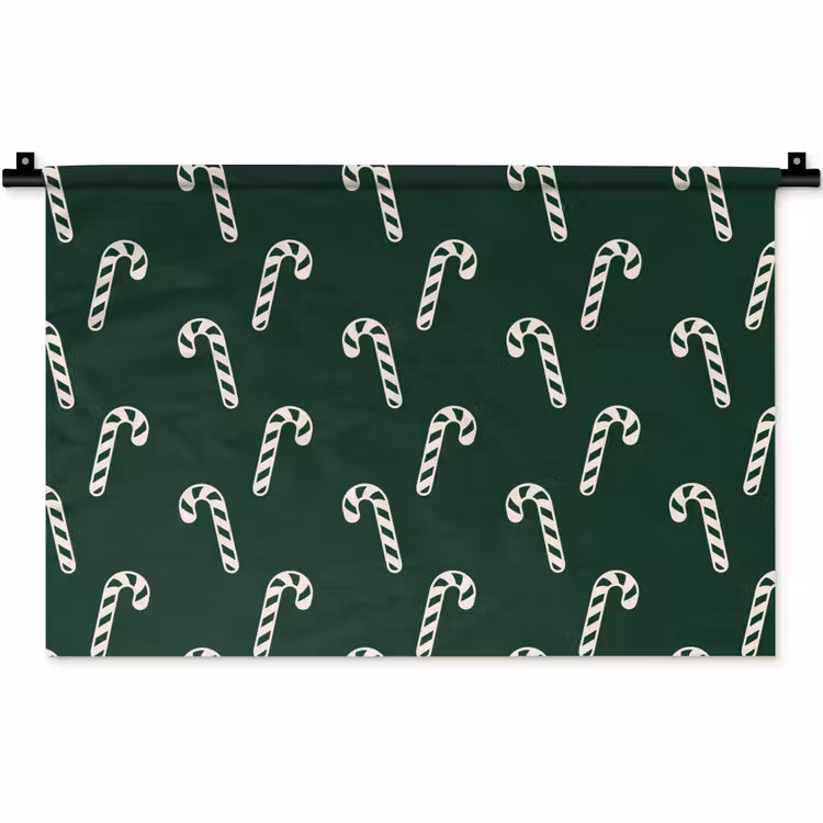 Wandkleed - Kerst - Groen - Wit - Zuurstok — 1