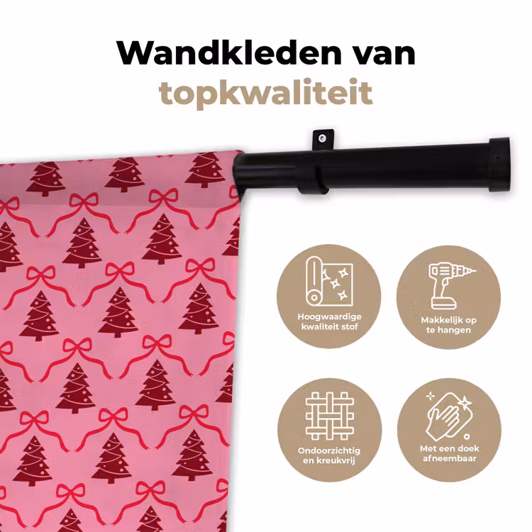 Wandkleed - Kerst - Rood - Roze - Strik — 2