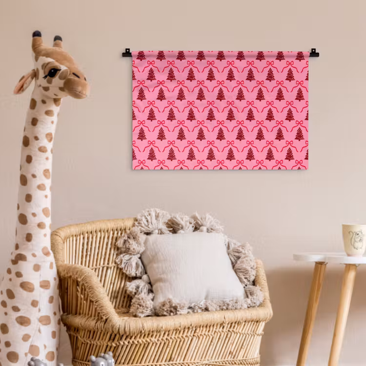 Wandkleed - Kerst - Rood - Roze - Strik — 4