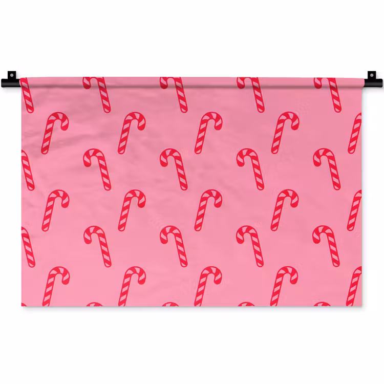 Wandkleed - Kerst - Rood - Roze - Zuurstok — 1