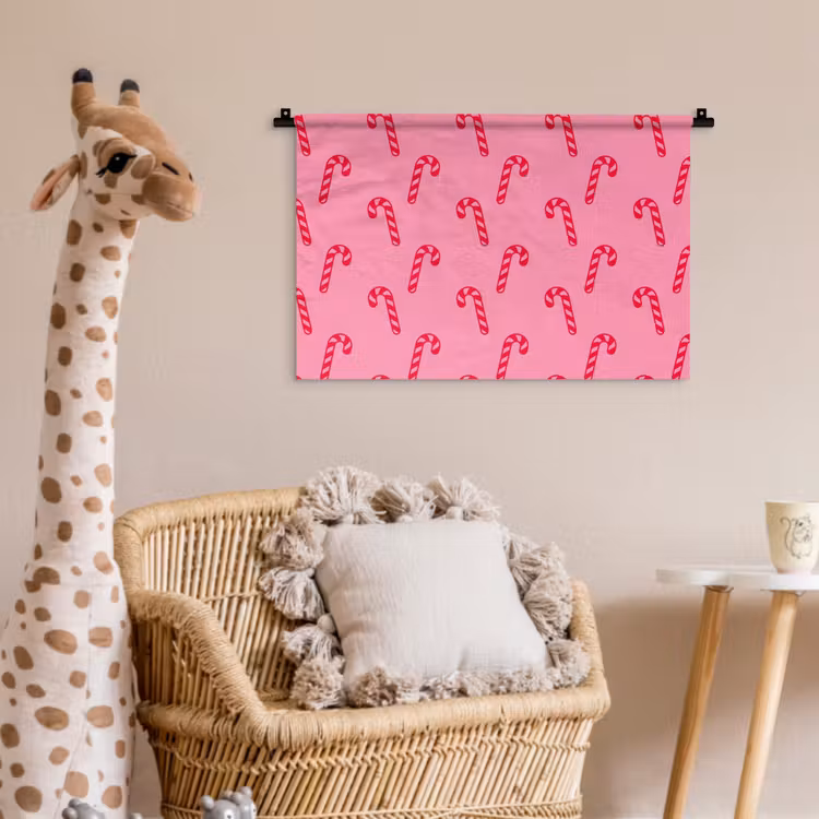 Wandkleed - Kerst - Rood - Roze - Zuurstok — 5