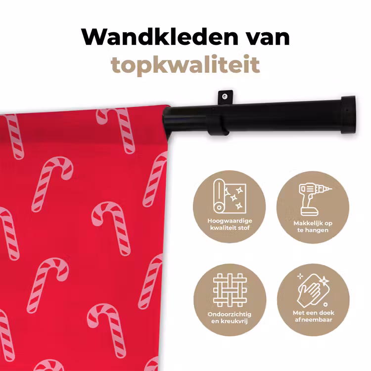 Wandkleed - Kerst - Roze - Rood - Zuurstok — 3