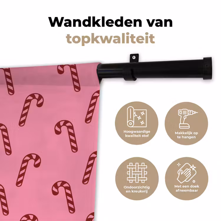 Wandkleed - Kerst - Roze - Zuurstok - Rood — 3