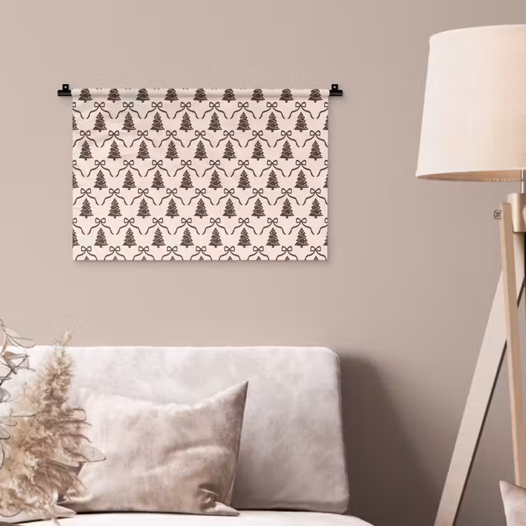 Wandkleed - Kerst - Taupe - Crème - Strik — 2