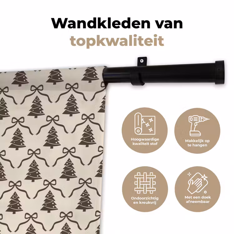 Wandkleed - Kerst - Taupe - Crème - Strik — 3