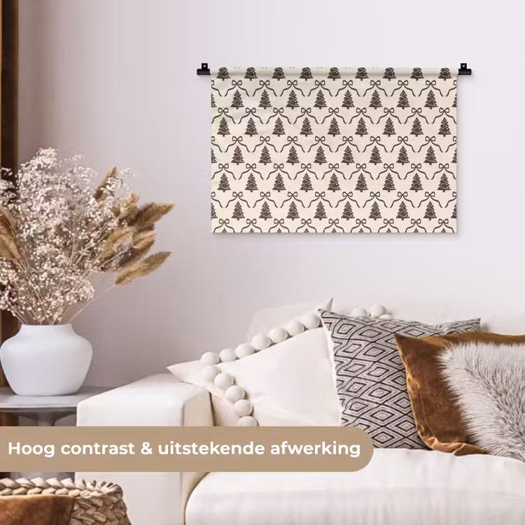 Wandkleed - Kerst - Taupe - Crème - Strik — 4