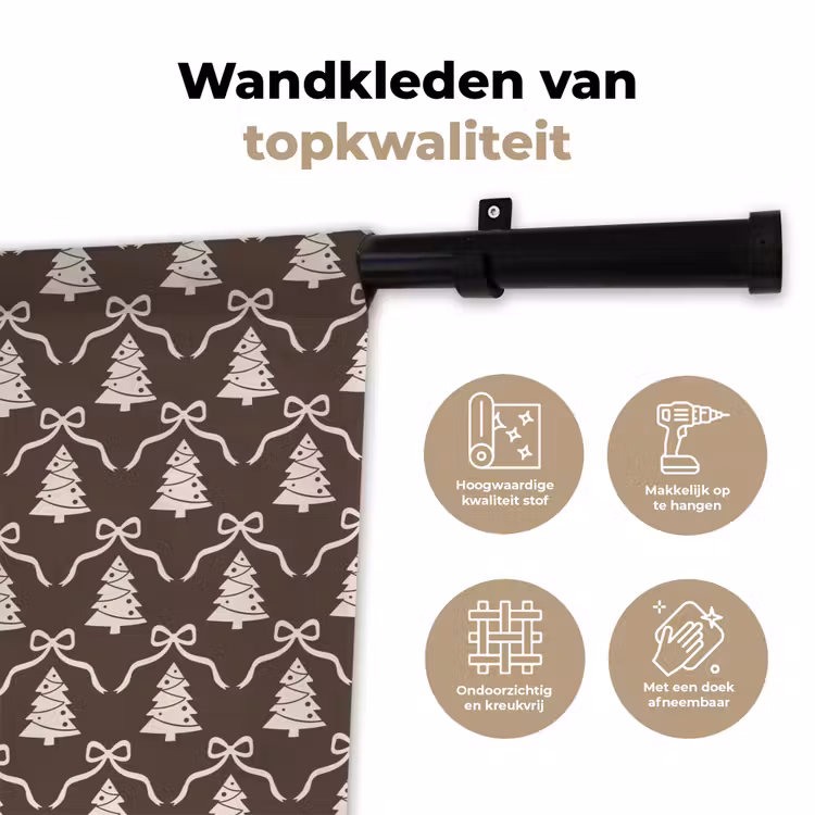Wandkleed - Strik - Taupe - Wit - Kerst — 3