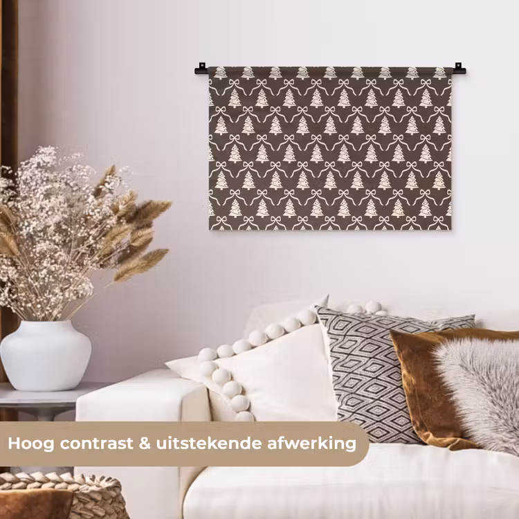 Wandkleed - Strik - Taupe - Wit - Kerst — 4