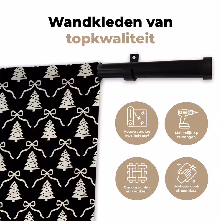 Wandkleed - Strik - Wit - Zwart - Kerst — 3