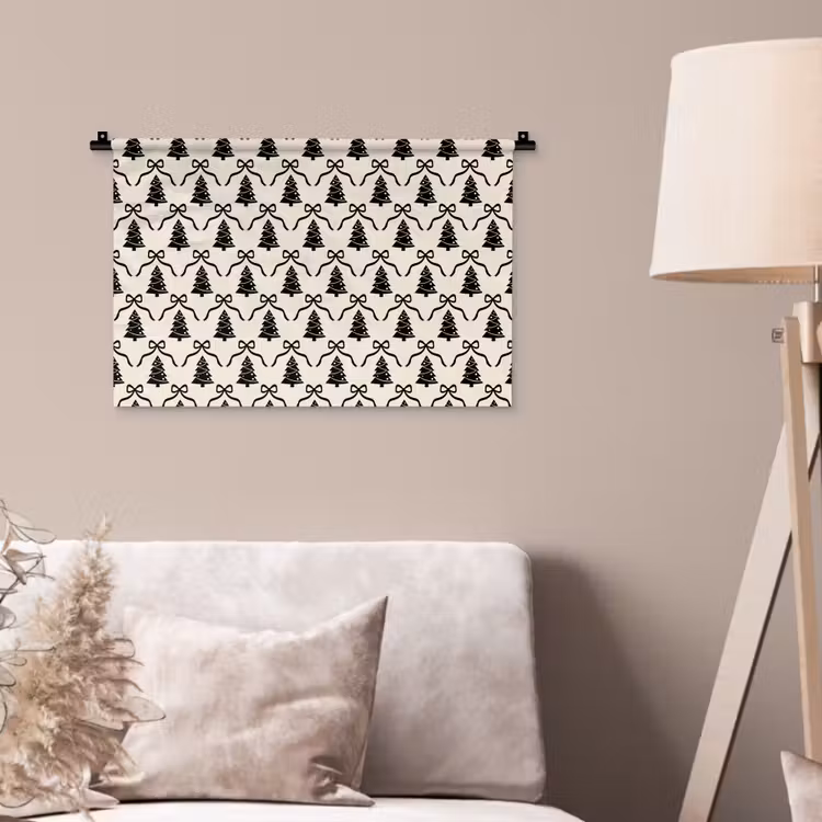 Wandkleed - Strik - Zwart - Wit - Kerst — 2