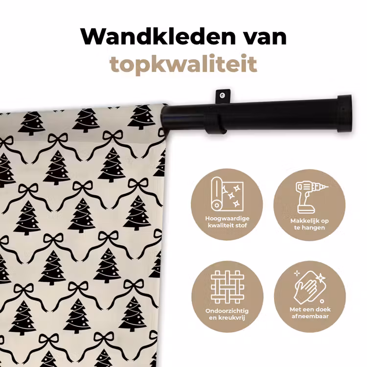 Wandkleed - Strik - Zwart - Wit - Kerst — 3