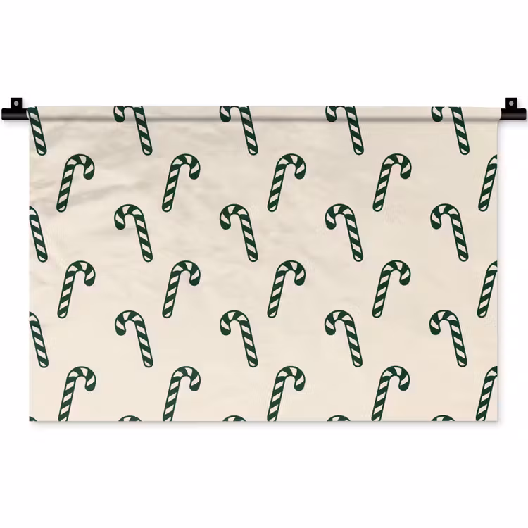 Wandkleed - Kerst - Groen - Crème - Zuurstok — 1
