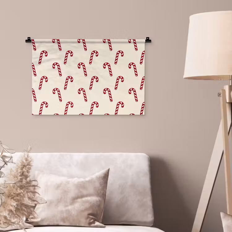 Wandkleed - Kerst - Rood - Crème - Zuurstok — 2