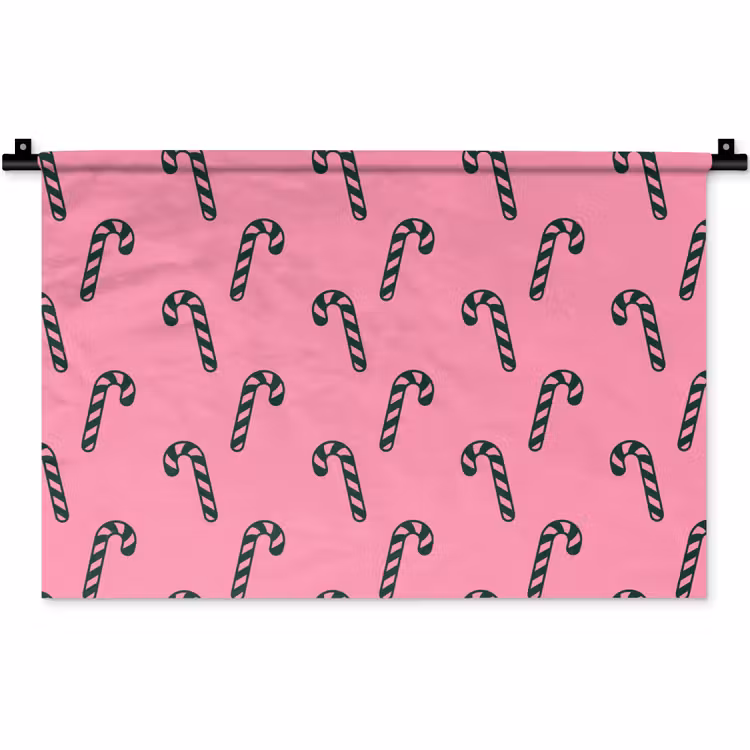 Wandkleed - Kerst - Roze - Groen - Zuurstok — 1