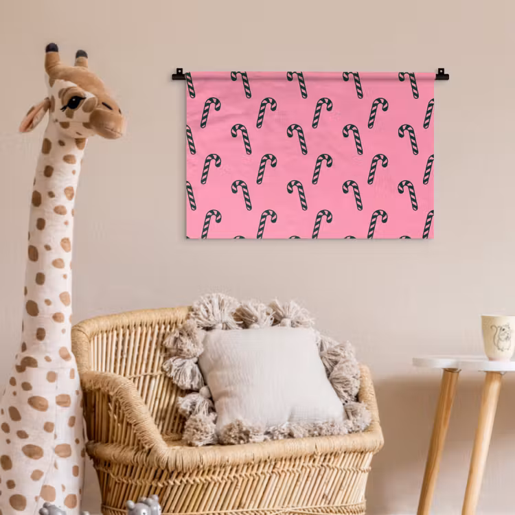 Wandkleed - Kerst - Roze - Groen - Zuurstok — 5