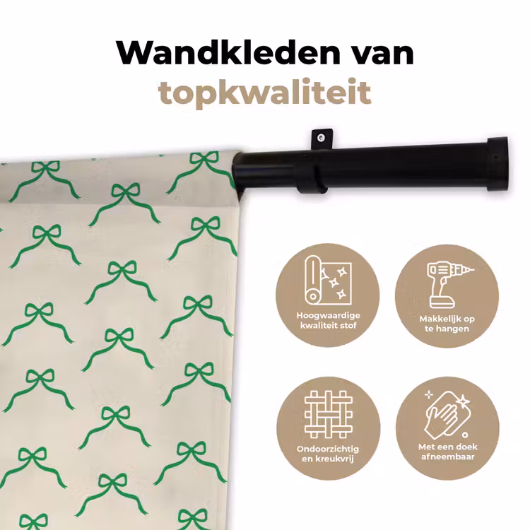 Wandkleed - Strik - Crème - Groen - Kerst — 3