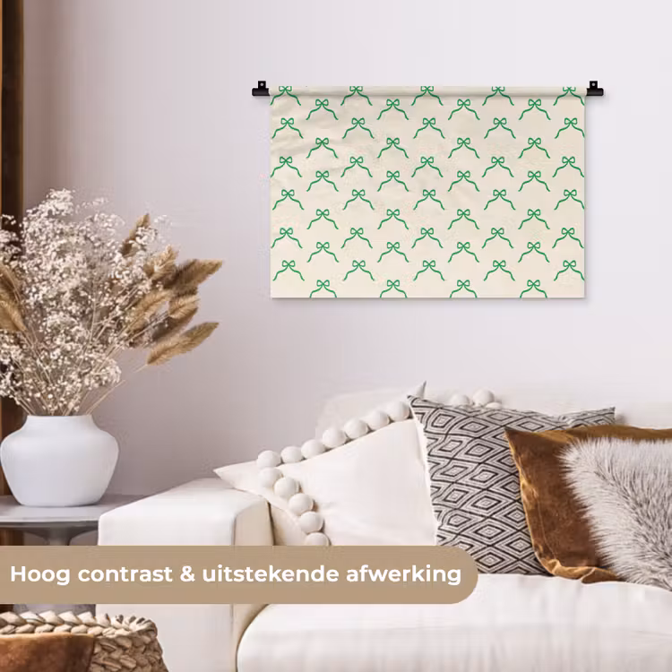 Wandkleed - Strik - Crème - Groen - Kerst — 4