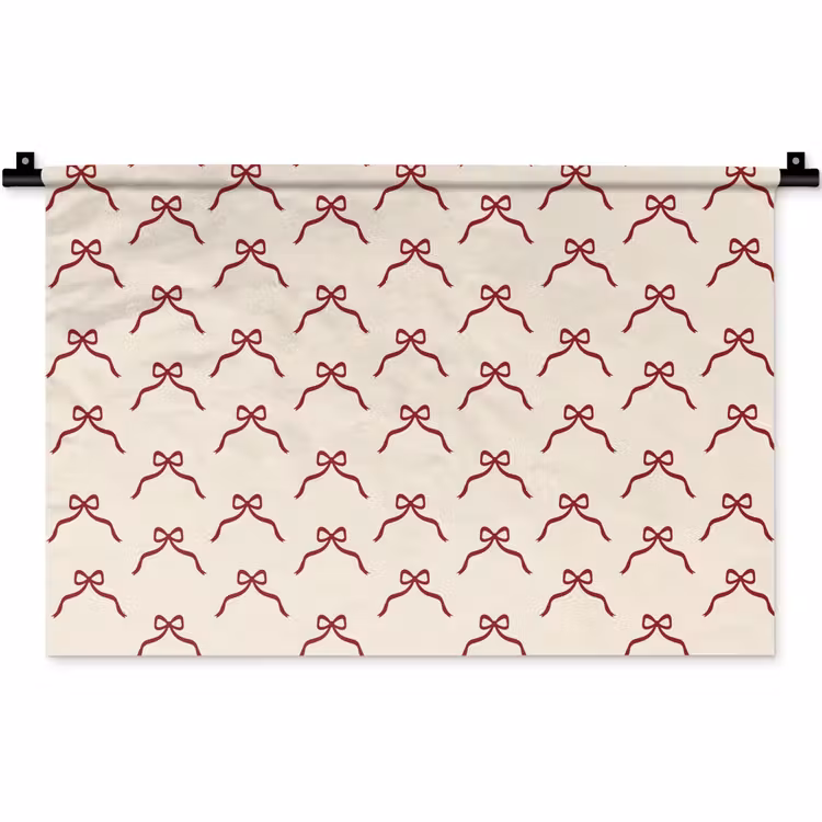 Wandkleed - Strik - Rood - Crème - Kerst — 1