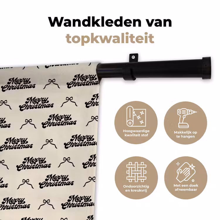 Wandkleed - Tekst - Crème - Zwart - Kerst — 3