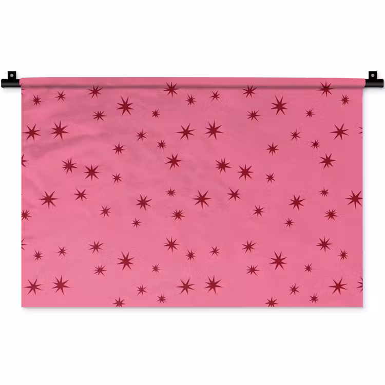 Wandkleed - Kerst - Ster - Rood - Roze — 1