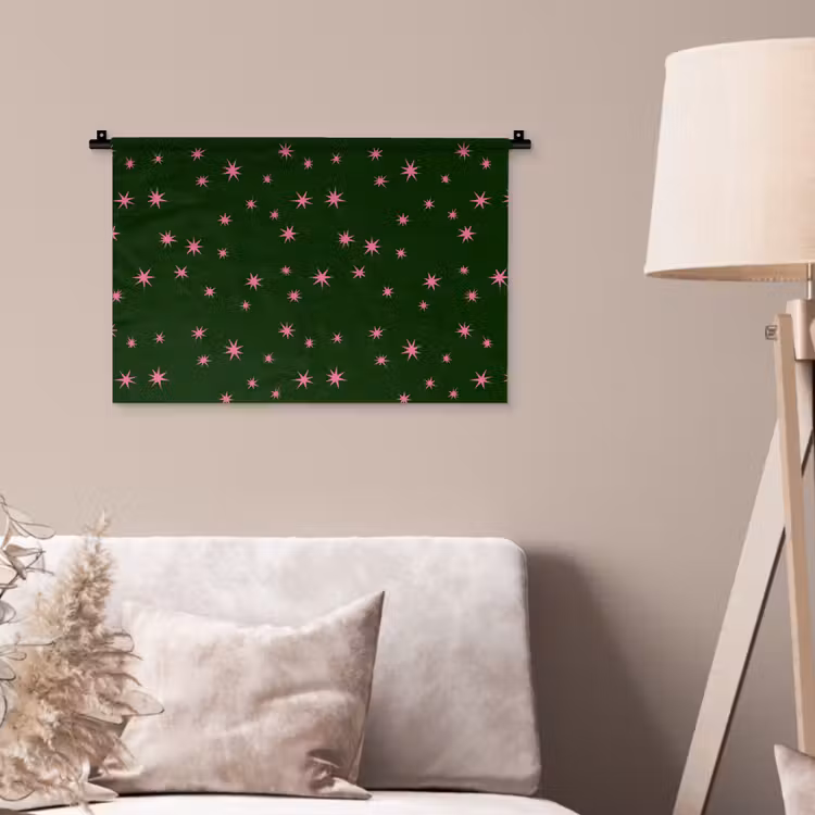 Wandkleed - Ster - Roze - Groen - Kerst — 2