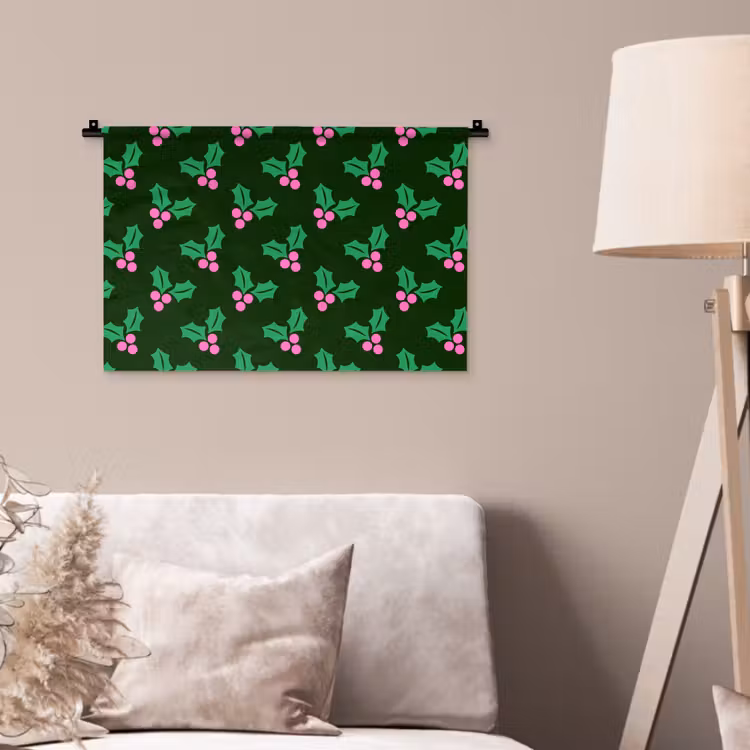 Wandkleed - Hulst - Groen - Roze - Kerst — 2