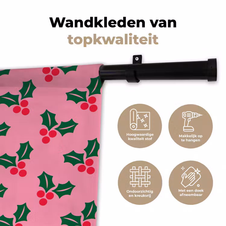 Wandkleed - Hulst - Kerst - Roze — 3
