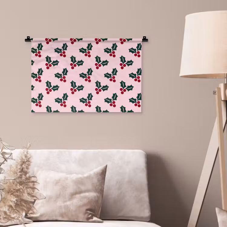 Wandkleed - Kerst - Hulst - Groen - Roze — 2