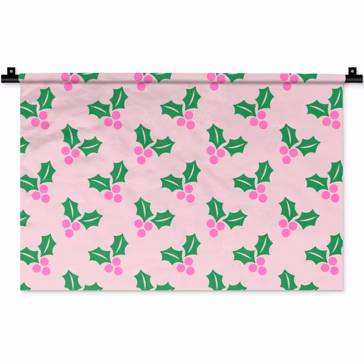 Wandkleed - Kerst - Hulst - Roze — 1
