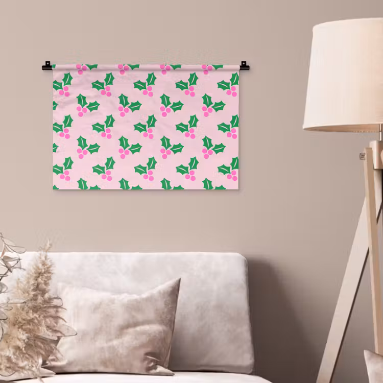 Wandkleed - Kerst - Hulst - Roze — 2