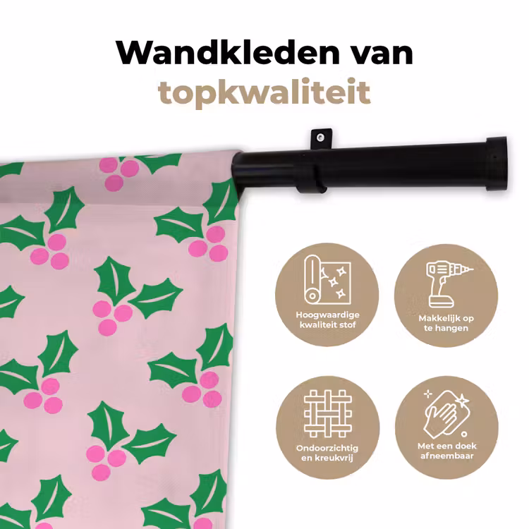 Wandkleed - Kerst - Hulst - Roze — 3